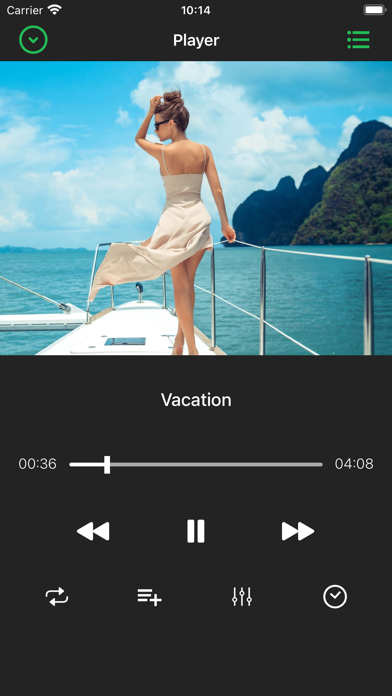 Cloud Music Player app showing the music player screen