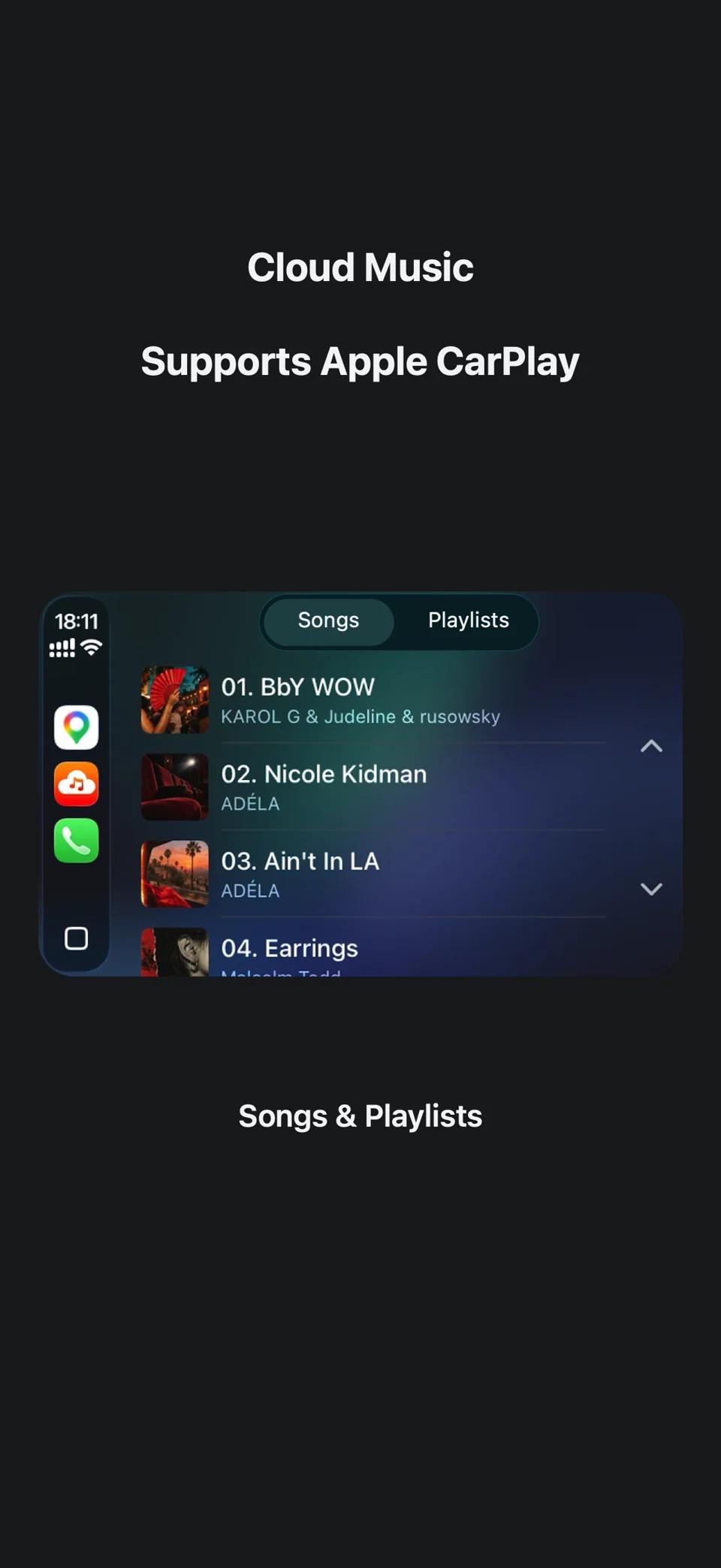 Cloud Music Apple CarPlay preview.
