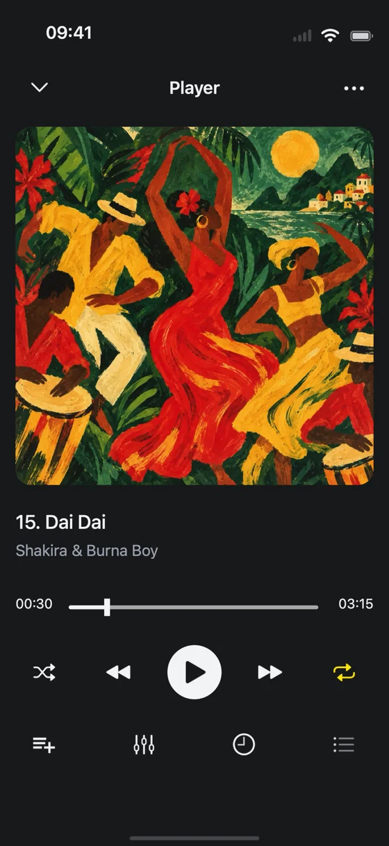 Cloud Music Player preview with colorful artwork.